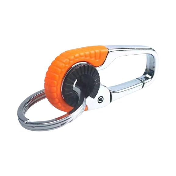 Yammee Stylish Men Keychain Hook Double Rings Carabiner Rotating Clasp Key Holder Suitable for Outdoor Climbing and Fishing