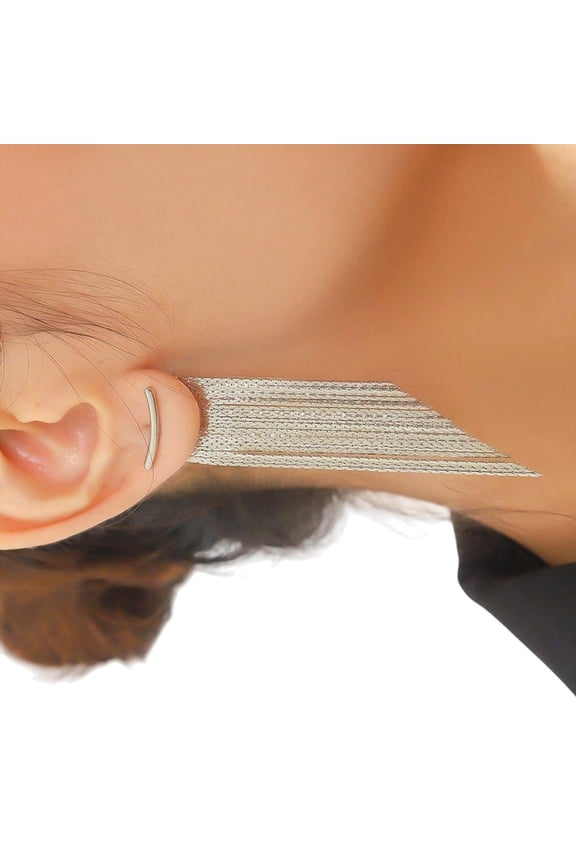 Yammee Stylish Slope Earrings Long Tassels Like Designs Diamonds Studded Copper Metal