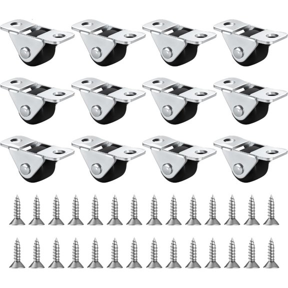 Yammee TPE Rubber Mini Casters Noise Reductions Wheel Metal Frame 360 Rotate Design for Cabinets Chairs Tables Quick Install