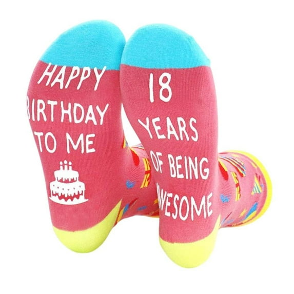 Yammee Trendy Happy Birthday Celebration Crew Socks for Female Girls 18 to 21 Years Old