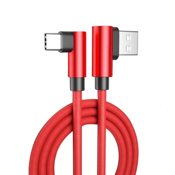 Yammee Type C Charging Cable With Double Elbows And Textured Fabric Wide Compatibility
