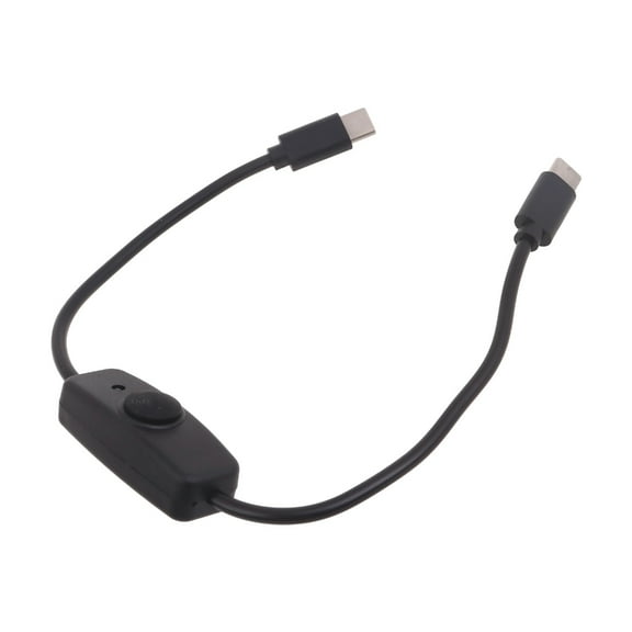 Yammee USB C Cable with ON/Off Button USB Type C Male to Male Power Cable with Switches for Cellphone Power Supply 31cm