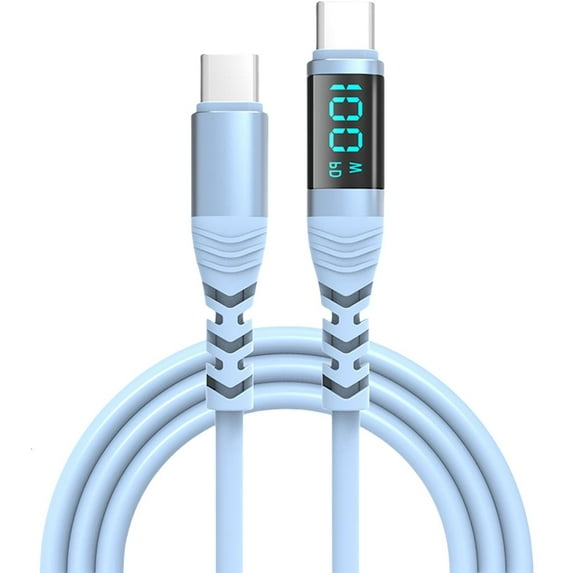 Yammee USB C to USB C Charging Cable 100W Digital Display Fast Charging Data Sync Cord for Phone 15 Smartphones Tablets Laptops