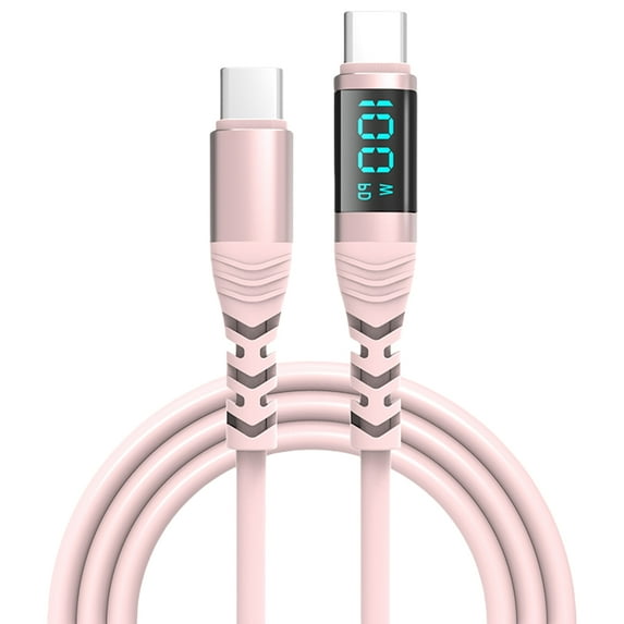 Yammee USB C to USB C Charging Cable 100W Digital Display Fast Charging Data Sync Cord for Phone 15 Smartphones Tablets Laptops