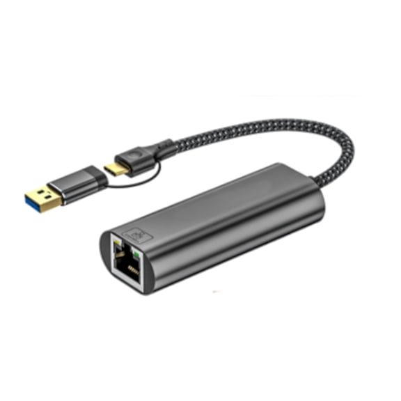 Yammee USB+Type C to 2.5Gbps Gigabit Ethernet Networking Adapter Dongle USB Networking Adapter USB C Fast Ethernet Adapter For PC