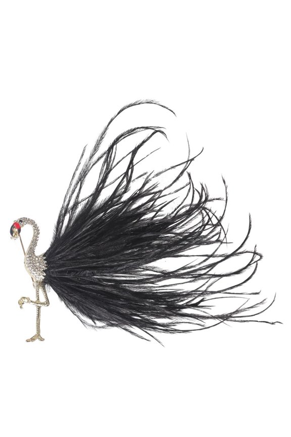 Yammee Unique 3D Flamingo Feather Alloy Brooch Statement Accessory For Jackets Dresses