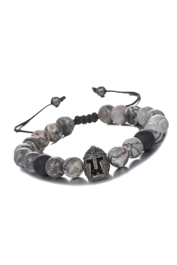 Yammee Unisex Roman Knight Helmets Bracelet Natural Lava Stone Bracelet Wrist Jewelry Suitable for Medieval Themed Parties
