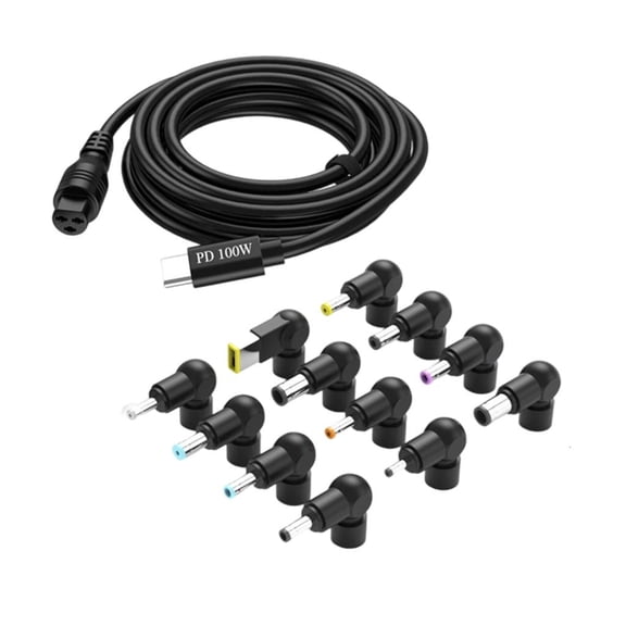 Yammee Universal PD100W Charging Cable 12 Adapters USB C To 5.5mm Cable For Laptop