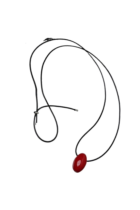 Yammee Versatile Long Black Cord Sweater Necklace Charm with Agate Sphere Pendant