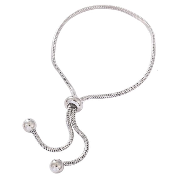 Yammee Versatile Sliding Closure Copper Bracelet Snake Bone Chain Lightweight Beaded Design Not sensitive Jewelry
