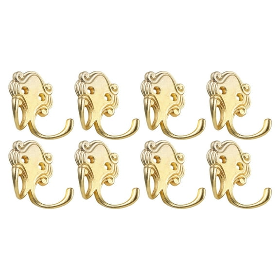 Yammee Vintage 8Pcs Metal Coat Hook Wall Mounted Heavy Duty Double Prongs Robe Hook Simple Installation for Homes & Office