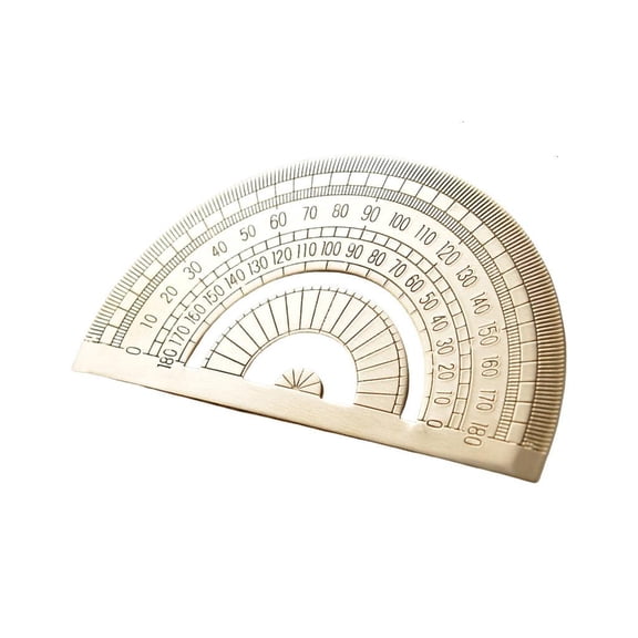Yammee Vintage Brass Triangular Ruler Geometry Scale Ruler Math Semicircles Protractor