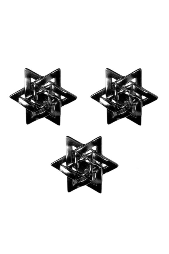 Yammee Vintage Hexagram Alloy Brooch Elegant Retro Design Sturdy Allergy Resistant Jewelry Accessory For Women Men