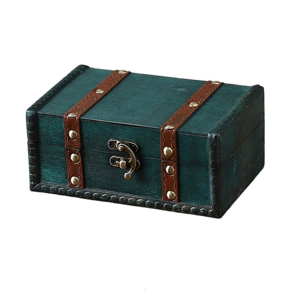 Yammee Vintage Locking Storage Box Antique Wooden Design Secure Safety Lock For Homes Organization Jewelry Documents Storage