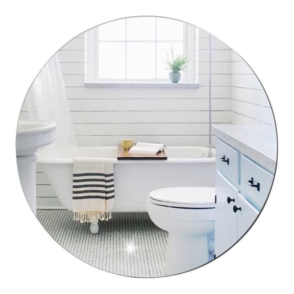 Yammee Wall Mirror Sticker Self Adhesive Removable Round Wallpaper for Home Living Room Bathroom Decoration Reflective Glass