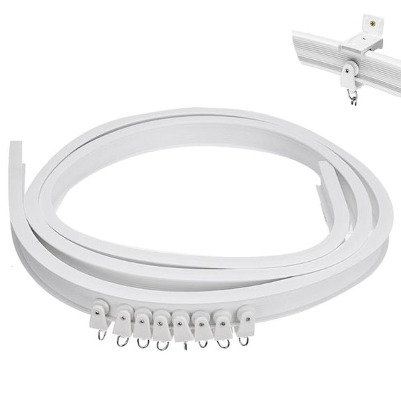 Yammee Wall Mount Ceiling Curtain Track, Flexible Curved Ceiling Track for Room Divider