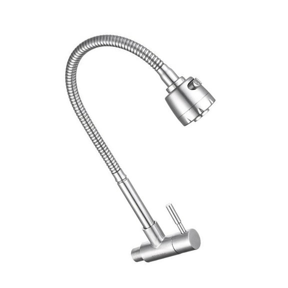 Yammee Wall Mounted Kitchen Sink Faucet Single Cold Water Tap Single Handle Wall Mount Kitchen Faucet Functional Kitchen Faucet