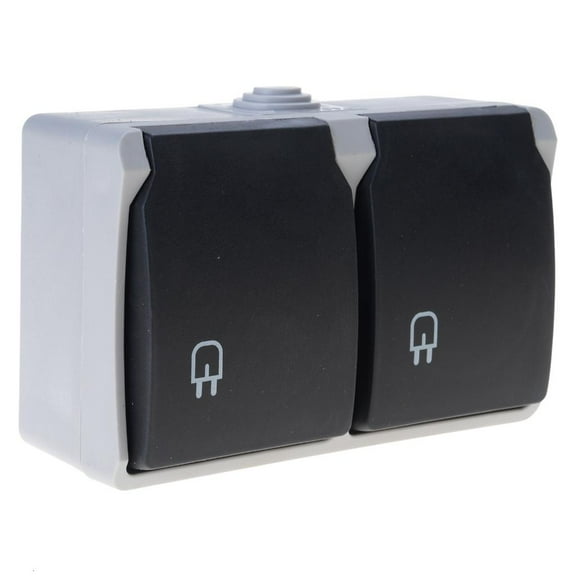 Yammee Waterproof Outlet with Cover Outdoor Power Socket 2 Way Wet Room Surfaces Mounted Outdoor Socket Easy to Install