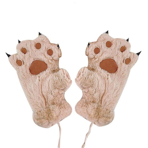Yammee Winter Plush Bear Paw Gloves Bear Paw Mittens Halloween Cosplay Gloves Cute Fluffy Bear Paw Costume Gloves