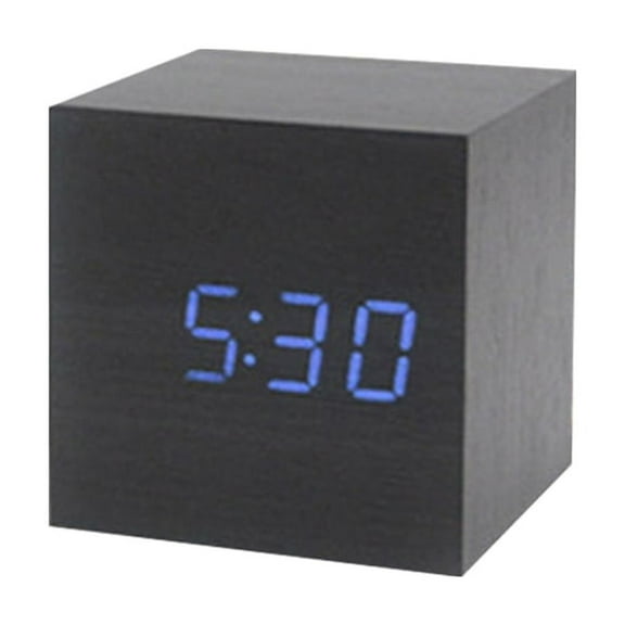 Yammee Wood Cube Voice Control Alarm Clock Holiday New Year Party Background