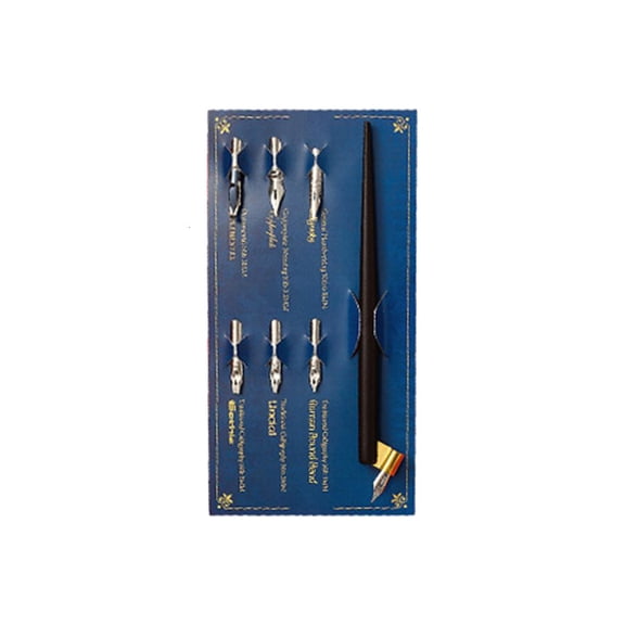 Yammee Wood Manga Dip Pen Holder with 6 Nibs Handmade Sign Ink Pens Present Accessories for Children Adults Learning Picture