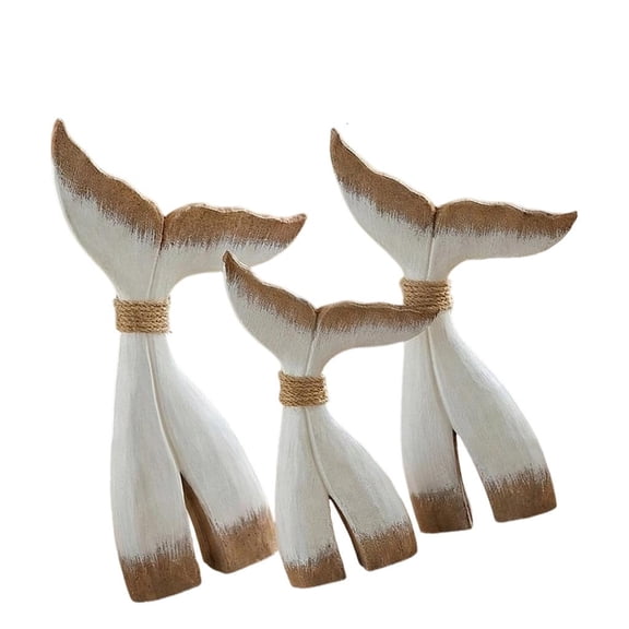 Yammee Wooden Whale Tail Statues Figurines Tabletop Ornament Carved Wooden Whale Tail Sculptures Nauticals Home Decors Gift