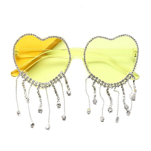 Yammee Y2k Sunglasses With Rhinestones Heart Sunglasses Tassel Sunglasses PartyGlasses