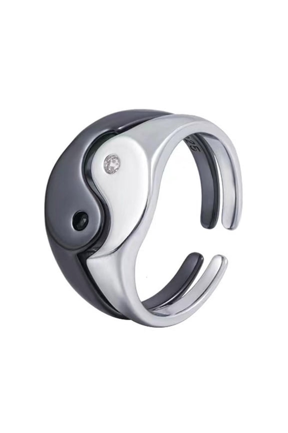 Yammee Yin Yang Bagua Shaped Stylish Couples Jewelry Opening Rings Alloy Material