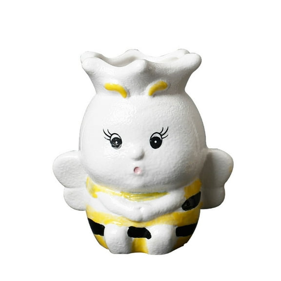 Yammee for Creative Cute Bee Ceramic Succulent Small Plant Pot Mini Flower Vase Bonsai Planter with Drainage Hole Desktop Decor