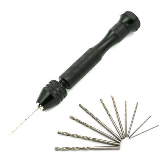 Yammee HSS Micro Mini Twist Drill Bits Set Hole Maker Pin Vise Hand Drill with 10 Drill Bits Manual Craft Mini Drill