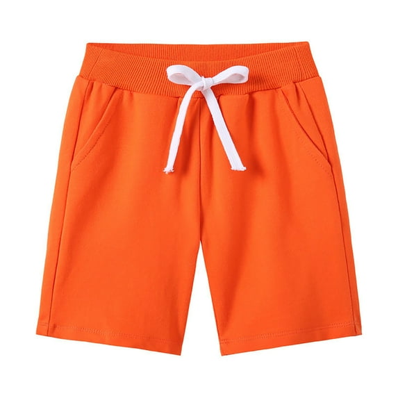 Yammkia Athletic Shorts for Boys Summer Clothes Toddler Baby Pull on Short Casual Athletic Jogger Elastic Waistband Solid Color Knit Shorts 18 24 Months 3T 4T 5T 6T 7T 8T 9T (Orange,6-7 Years）