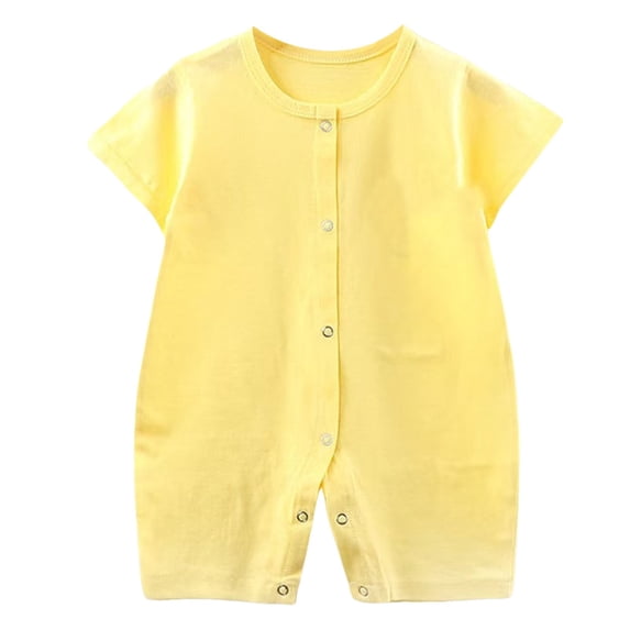 Yammkia Baby Boy Girl Romper Summer Clothing Newborn Baby Cotton Short Sleeve Thin Crawling Suit Baby Onesie Ha Clothes Baby Clothes Light Yellow,9-12 Months