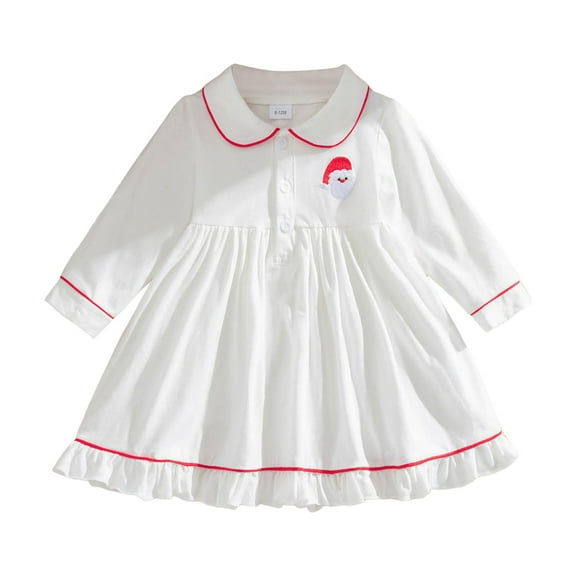 Yammkia Baby Christmas Dress Plaid Long Sleeve Dress Long Sleeve Kids Clothes Baby to Toddler 6 9 12 18 24 Months 2T 3T(White,12-18 Months)