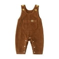 thumbnail image 1 of Yammkia Baby Denim Overall Toddler Soft Cute Workwear Bib Pants Jeans Jumpsuit 0-18M (Brown,6-12 Months), 1 of 7