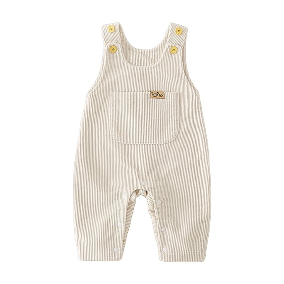 Yammkia Baby Denim Overall Toddler Soft Cute Workwear Bib Pants Jeans Jumpsuit 0-18M (Light Yellow,6-12 Months)