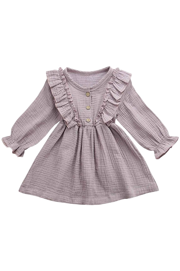 Baby Girl Clothes Toddler Girl Long Sleeve Dresses, Soft Fall Outfits for Girls 6 9 12 18 24 Months 2T 3T(Purple,2-3 Years)