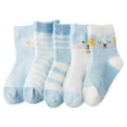 thumbnail image 1 of Yammkia Baby Girls Socks Toddler Boys Socks Socks Floor Socks Summer Cotton Socks Cartoon Thin Breathable Autumn Cartoon Fashion 5pcs for 3-5 Years,Blue, 1 of 5