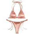 thumbnail image 1 of Yammkia Bikinis Sets for Women Halter Bikini Sets for Womens Triangle Two Piece Bathing Suits Tie Back for S,Pink, 1 of 5