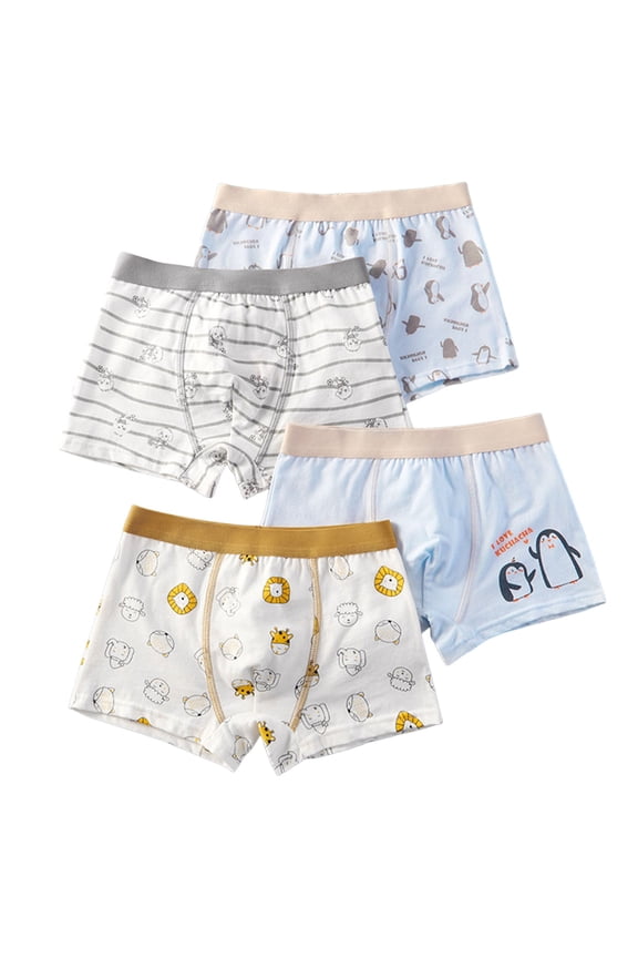 Boxers for Boys Soft Cotton Stretch Boxer Briefs Tagless Underwear for Toddlers & Kids Breathable Assorted Prints 4-Pack Yellow Size,2-3 Years
