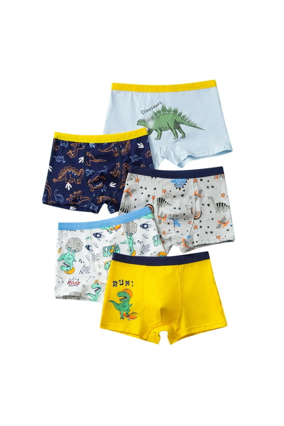 Boys Boxer Briefs Baby Soft Cotton Toddler Dinosaur Underwear Children Truck Panties Cute Dinosaur Print Underpants Shorts Pants Briefs Trunks 5PCS for 10-12 Years,Blue