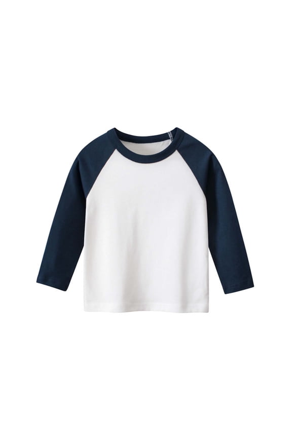 Boys Fall Clothes Toddler Boys Color Block Long Sleeve Shirts Cotton Print Boy's T-Shirts Spring/Fall White Size,3-4 Years