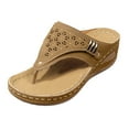 thumbnail image 1 of Yammkia Dressy Sandals for Women 2025 Womens Wedge Sandals Flower Low Heel Dressy Sandals Ankle Strap Rhinestone Sandals Summer Comfortable Shoe for 6.5,Brown, 1 of 5