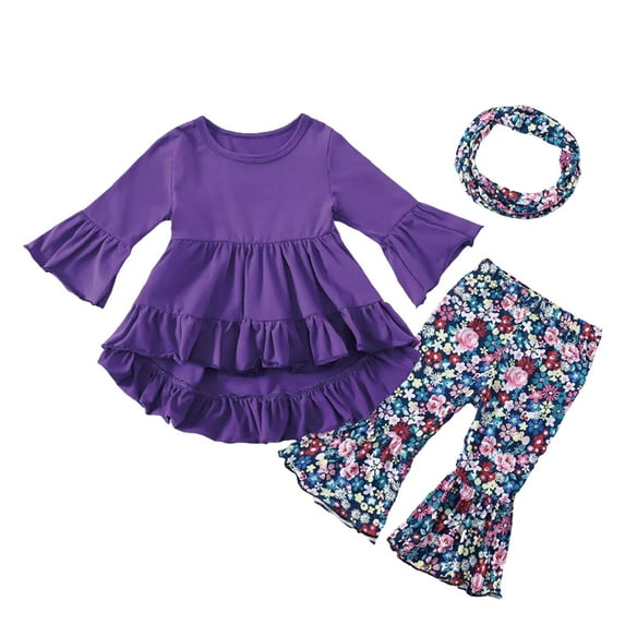 Yammkia Fall Outfits for Toddler Girls Toddler Girl Clothes Ruffle Top and Long Pants Baby Girl Winter Outfits Girl Clothes Size 3T 4T (N,3-4 Years)