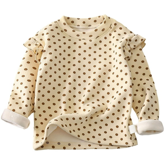 Yammkia Girls Long Sleeve Shirts Girls Long Sleeve Shirts Cute Prints Tops Trendy Cute Shirt Kids Crewneck Tee Shirts Girls Clothes Size 6-7 (Beige,6-7 Years)