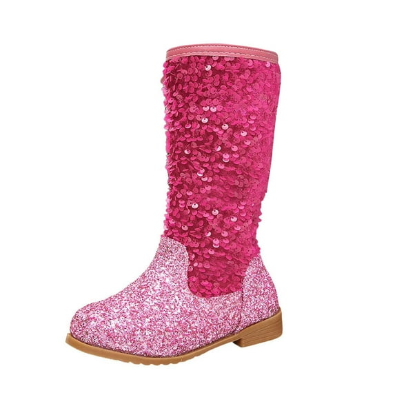 Yammkia Girls Snow Boots Toddler/Little Girls Warm Winter Comfy Cute Outdoor Princess Ankle Boots(Toddler/Little Kid/Big Kid) for 3.5-4 Years,Hot Pink