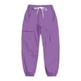 thumbnail image 1 of Yammkia Girls Uniform Pants Girls Cargo Pants Jogger Elastic Waist Drawstring with Pockets Uniform Pants Clothes for Teen Girls Size 13-14 (Purple,13-14 Years), 1 of 7