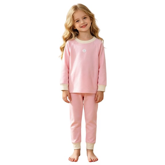 Yammkia Girls Winter Pajamas Girls Pajamas Set 2 Piece Long Sleeve Pjs for Girls Sleepwear Kids Cute Soft Loungewear Pink Size,6-12 Months