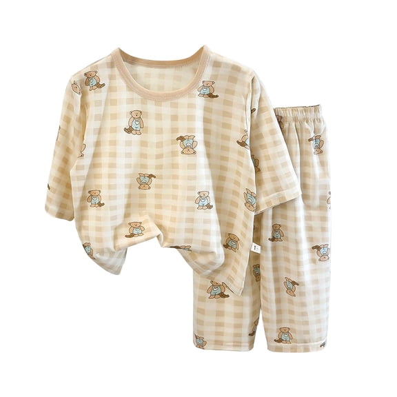Yammkia Kids Girls Winter Pajamas Baby Girls Pajamas - Toddler Cool Jammies Pjs 2pcs Kids Sleepwear Set for Boys Girls Beige Size,6-12 Months
