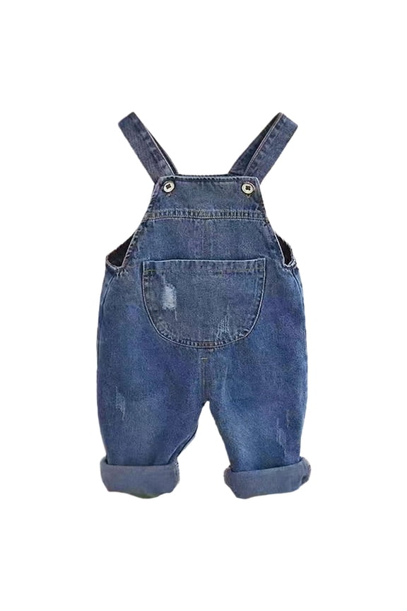 Kids Overalls Denim Shortalls Summer Short Rompers With Pockets Cotton Jumpsuits 1-4 Years (Navy,18-24 Months)