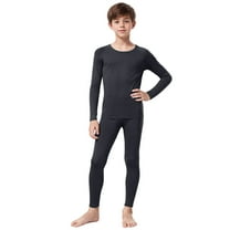 Yammkia Kids Thermals Boys Thermal Underwear Set Ultra Soft Fleece Lined Long Tops & Bottoms Cold Weather Base Layer for Winter Kids Thermal Underwear Sets Boys 11-18T (Black,17-18 Years)